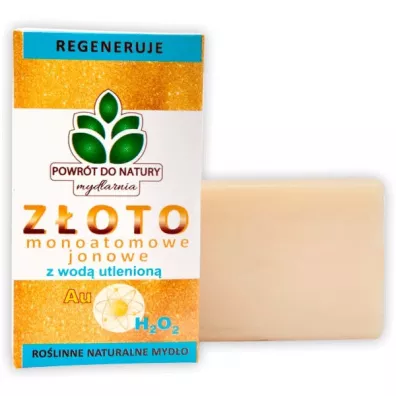 Mydlarnia Powr�t do Natury Ro�linne myd�o ze z�otem monojonowym i wod� utlenion� (100% naturalne) 100 g