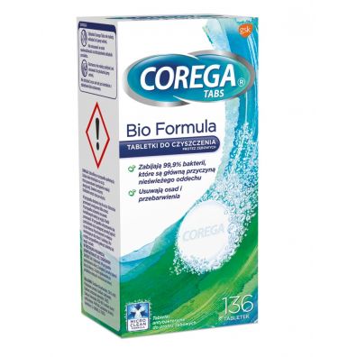 Corega Tabs Bio Formula tabletki do czyszczenia protez zbowych 136 tab.