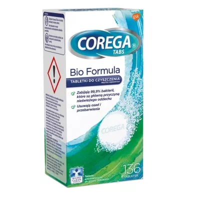 Corega Tabs Bio Formula tabletki do czyszczenia protez z�bowych 136 tab.