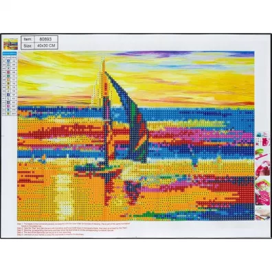 Centrum Diamentowa mozaika 5D - Boat 30x40cm