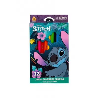 Coolpack, Kredki o��wkowe Tr�jk�tne Jumbo Disney Blue 12 kol. - Stitch (54816PTR)