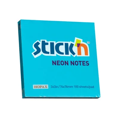 Stickn Notes samoprzylepny niebieski neon 76x76mm 100 kartek