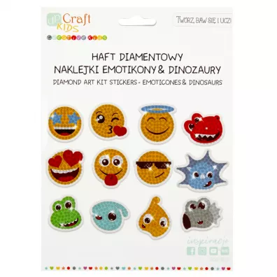 Haft diamentowy - naklejki emotikony i dinozaury Dalprint