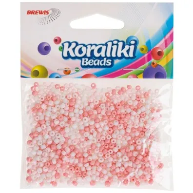 Brewis Koraliki akrylowe do nawlekania bia�e r�owe 35mm