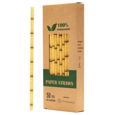 Biodegradowalni Naturalne papierowe somki do napojw ty bambus 19,7 x 0,6 cm 50 szt.