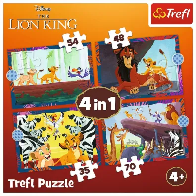 Puzzle 4w1 - Odwa�ny Kr�l Lew (35+48+54+70 el.) Trefl