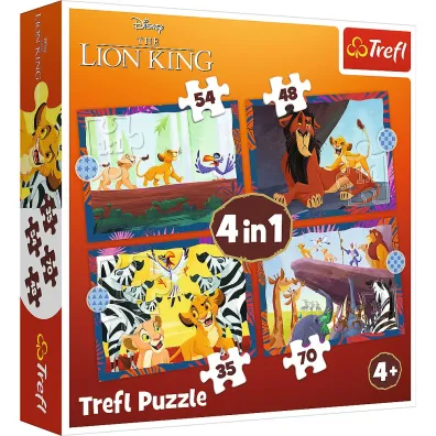 Puzzle 4w1 - Odwa�ny Kr�l Lew (35+48+54+70 el.) Trefl