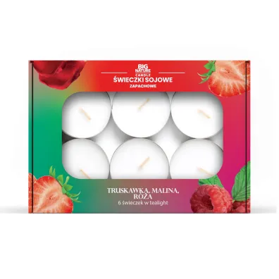 Big Nature �wieczki sojowa zapachowa tealight TRU-MALINA-RӯA 6 szt.