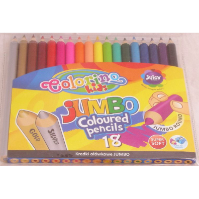 Patio Kredki owkowe okrge Jumbo Colorino  + temperwka 18 kolorw