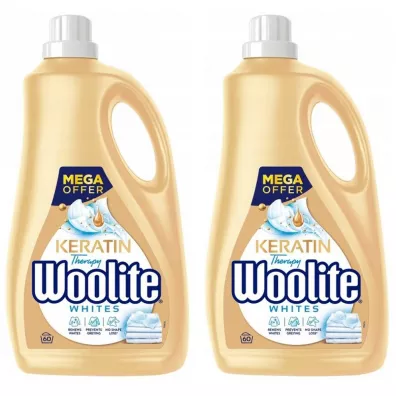 Woolite Extra White Brilliance pyn do prania bieli i jasnych tkanin z keratyn zestaw 2 x 3.6 l