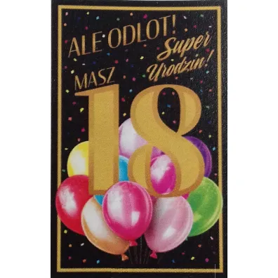 Art Nuvo Karnet 18 Urodziny damskie z�ocone, balony (13x20,5cm) UCK-07