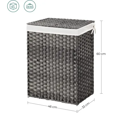 Songmics Kosz na pranie do azienki 46 cm szary