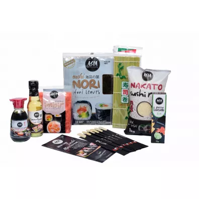Asia Kitchen Sushi SET zestaw do sushi Premium XXL 1 kg + 240 g + 150 ml + 43 g + 26 g