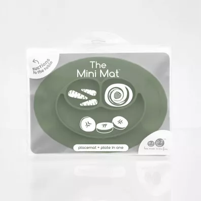 Ezpz Silikonowy talerzyk z podkadk may 2w1 Mini Mat oliwkowy