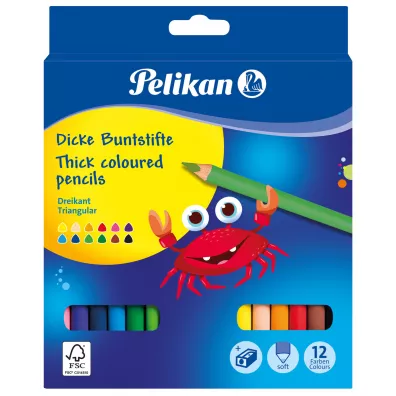 Pelikan Kredki Jumbo + temper�wka 12 szt.