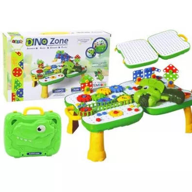 Stolik walizka z klockami DIY Dinozaur LeanToys