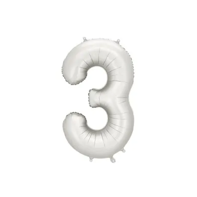 PartyDeco Balon foliowy cyfra 3 86cm srebrny