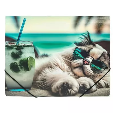 Panta Plast Teczka A4 PP na gumk� z nadrukiem Chillout Cat