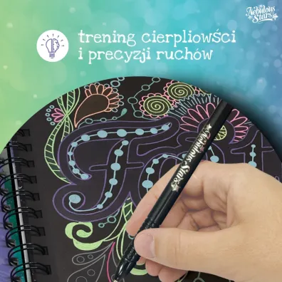 Kolorowanki z czarnymi kartkami i pisakami M Coralia