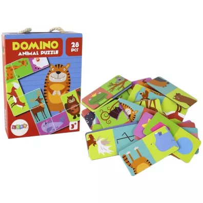 Puzzle dwustronne domino zwierz�ta LeanToys