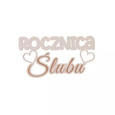 Cresco Drewniany napis - Rocznica �lubu bia�y 5 szt.