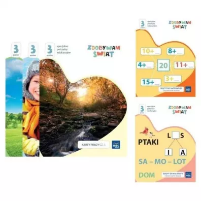 Zdobywam �wiat. Karty pracy. Cz�� 1-3 + zeszyt do kaligrafii + zeszyt do matematyki. Poziom 3 - Justyna Hadry�