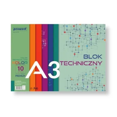Penword Blok techniczny kolorowy - Premium A3 10 kartek