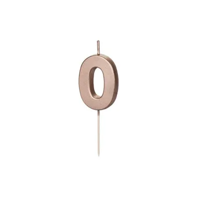 PartyDeco �wieczka urodzinowa 0 r�owe z�oto 4.5cm