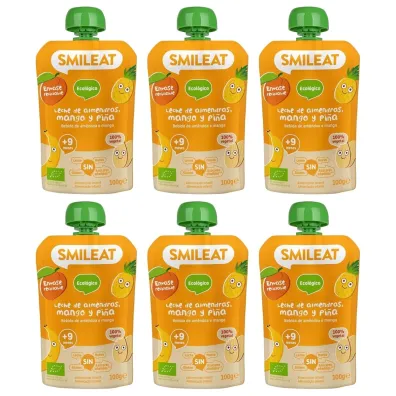 Smileat Mus z ekologicznymi migda�ami, mango i ananasem po 9 miesi�cu Zestaw 6 x 100 g Bio