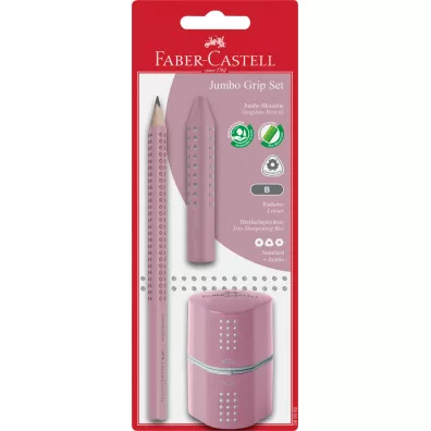 Faber-Castell O��wek + gumka + temper�wka Grip r�owy