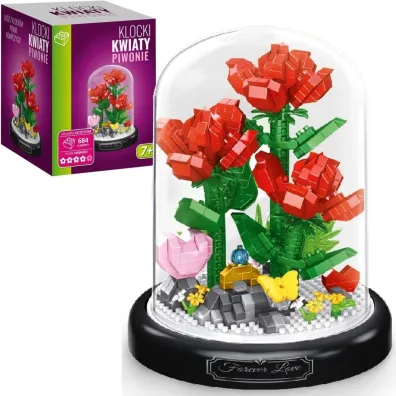 Klocki kwiaty - piwonie pod kloszem - 684 elementy