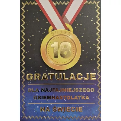 Yeku Karnet Urodziny 18 medal m�skie
