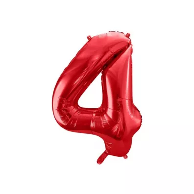 PartyDeco Balon foliowy 4 czerwony 86cm