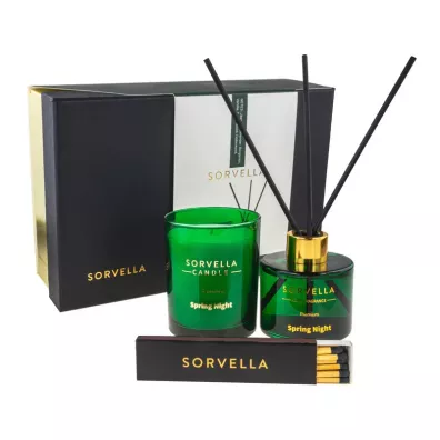Sorvella Perfume Zestaw Candle & Reed Spring Night patyczki zapachowe + zapaki + wieca