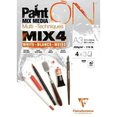 Clairefontaine Blok A3 bia�ych papier�w mix4 250g 12ark