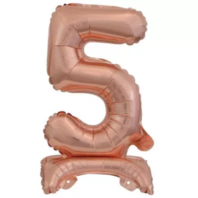 Amscan Balon foliowy mini cyfra 5 na stojaku r�owe z�oto