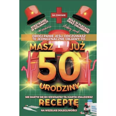 Yeku Karnet Urodzinowy z recept� 50