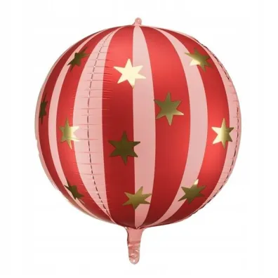 PartyDeco Balon foliowy - Pi�ka w gwiazdki, czerwona - 75cm