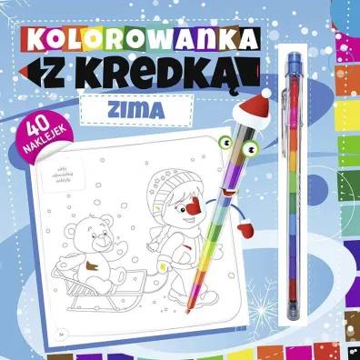 Zima. Kolorowanka z kredk�