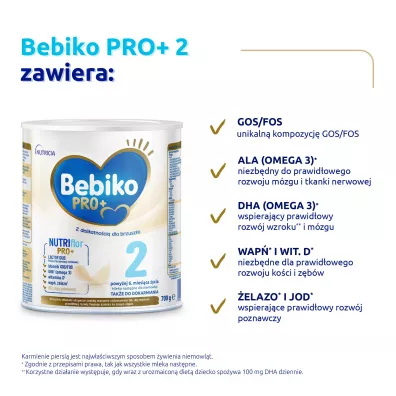 Bebiko Pro+ 2 Mleko nastpne dla niemowlt powyej 6. miesica ycia 700 g