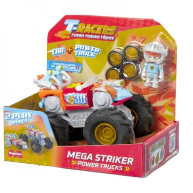T-Racers Car + Power Trucks Mega Striker Magic Box