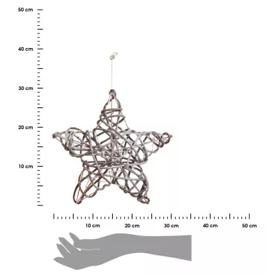 H&S Decoration Gwiazda witeczna wiszca 10 Led 30 cm Biay.Brzowy