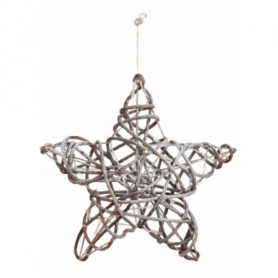 H&S Decoration Gwiazda witeczna wiszca 10 Led 30 cm Biay.Brzowy