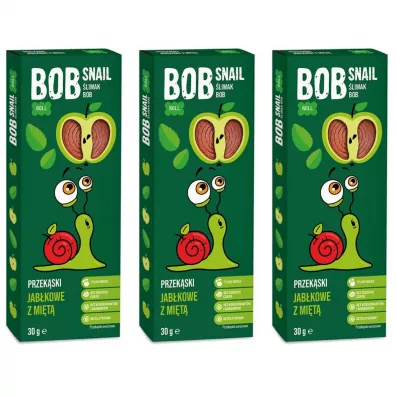 Bob Snail Przekska jabkowo-mitowa z owocw bez dodatku cukru Zestaw 3 x 30 g