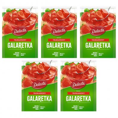 Delecta Galaretka smak truskawkowy Zestaw 5 x 70 g