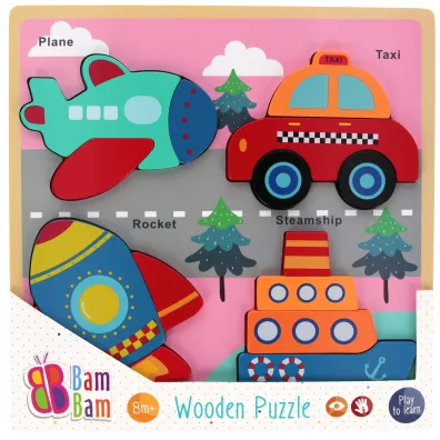 Puzzle Uk�adanka drewniana Pojazdy Bam Bam