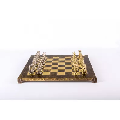 Minoan Warrior Metal Chess Set, szachy, brzowy Manopoulos