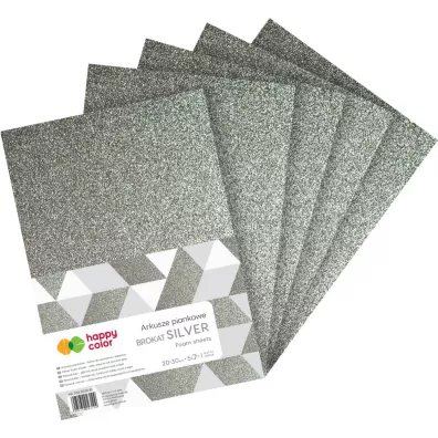 Happy Color Arkusze piankowe SILVER Brokat A4 5 szt.