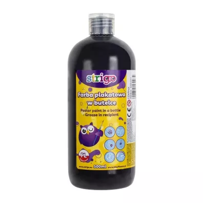Strigo Farba plakatowa w butelce czarna 500 ml