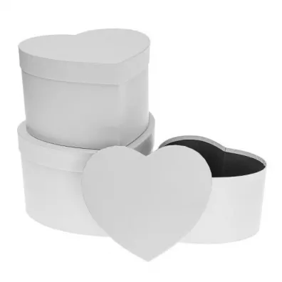 Pudeko Flower Box 3szt biae serce ROZETTE